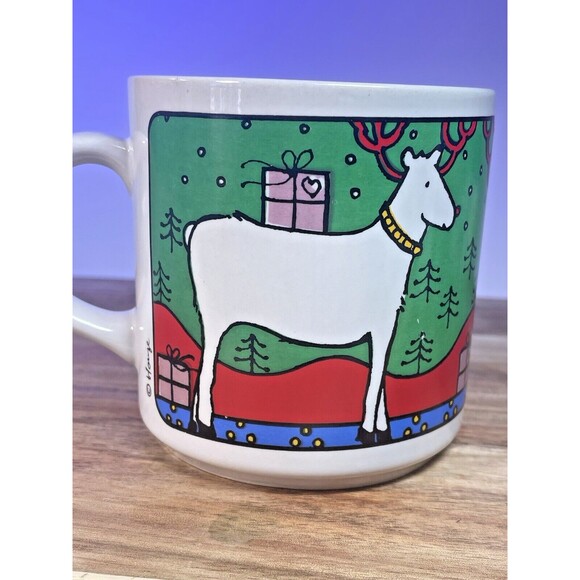 VTG 80s HOUZE Alan Wood Reindeer Gifts Holiday Christmas Whimsical Mug - Picture 7 of 10